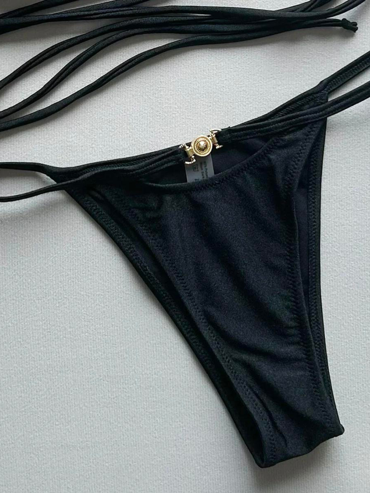 Black Strapped Triangle Bikini Set