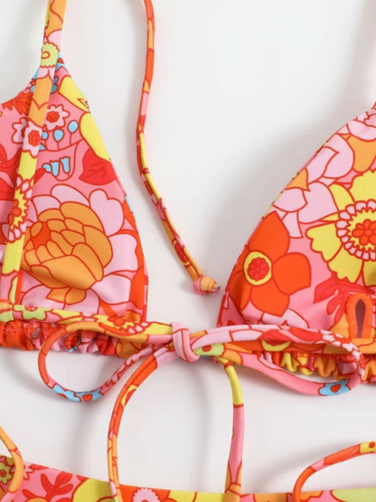 Tropic Print Triangle Bikini Set