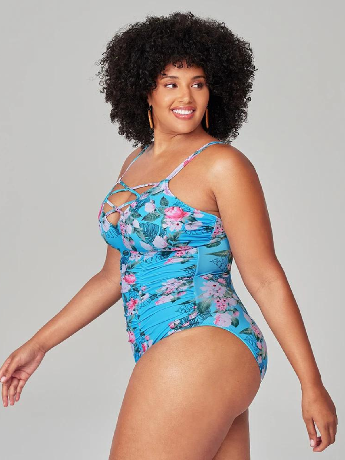 Floral X Cross One Piece Swimsuit