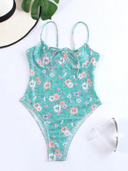 Retro Tie One Piece Swimsuit