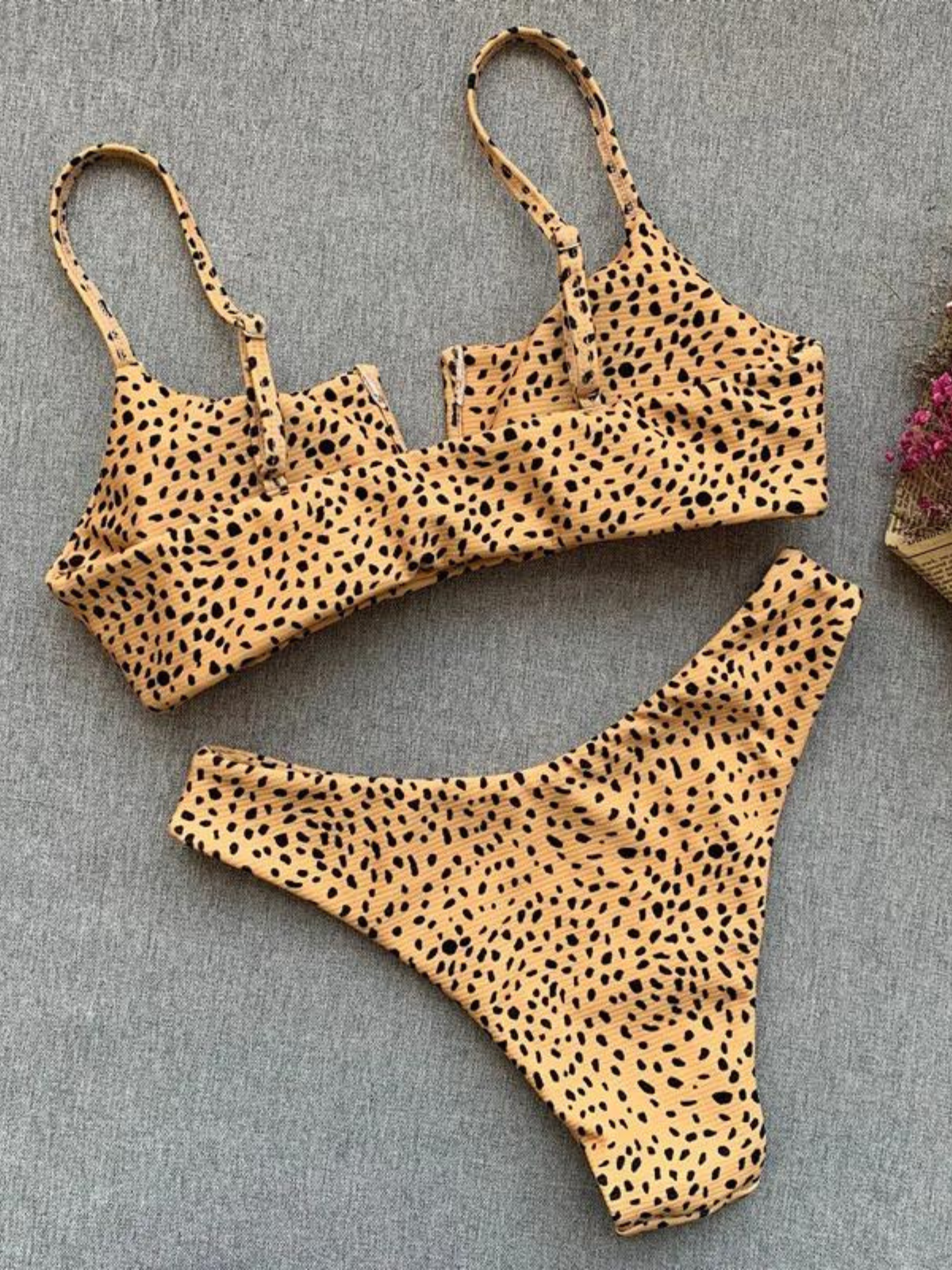 Fawn Dot Bandeau Bikini Set