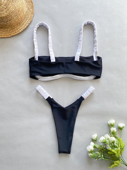 Contrast Bandeau Bikini Set