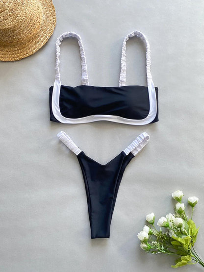 Contrast Bandeau Bikini Set