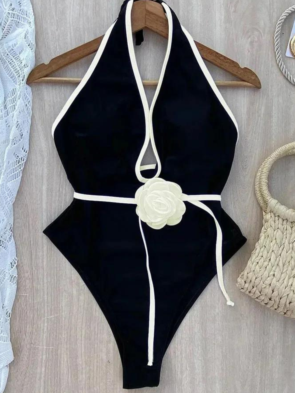 Floral Halter One Piece Swimsuit