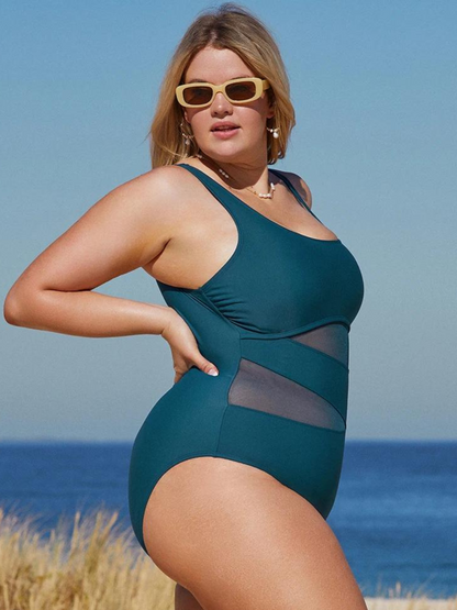 Solid Strapped One Piece Swimsuit