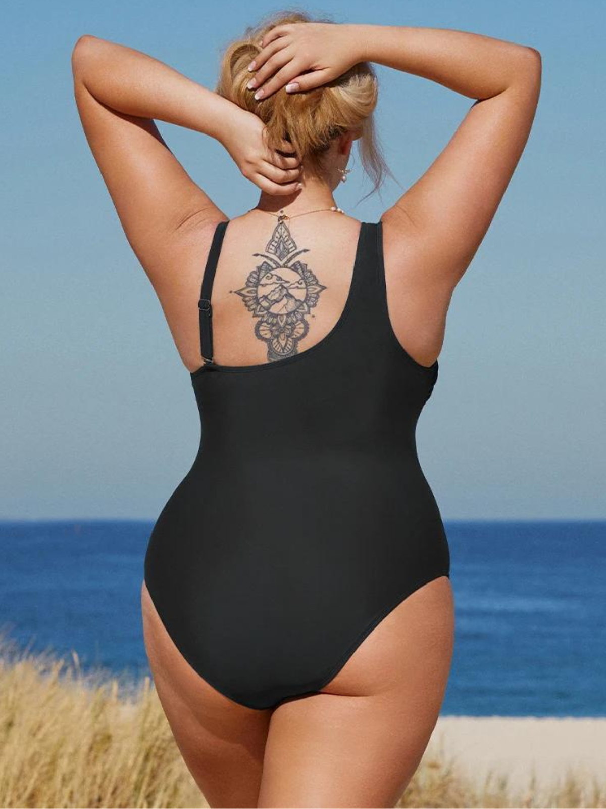 Solid Strapped One Piece Swimsuit