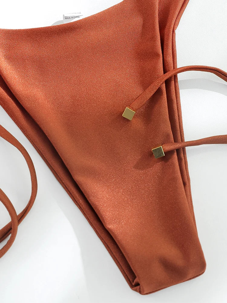 Cinnamon Bandeau O-Ring Bikini Set