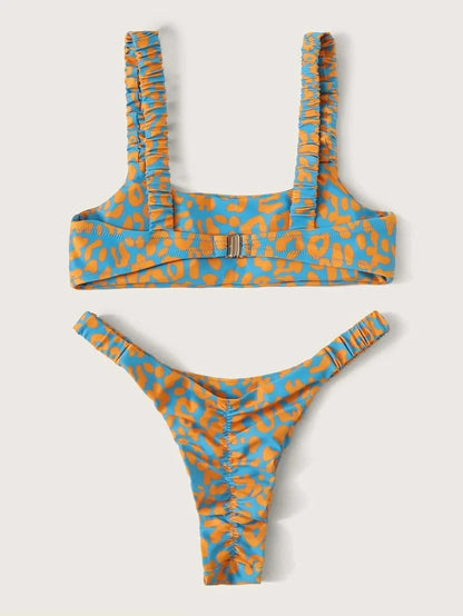 Orange Leopard Print Bikini Set