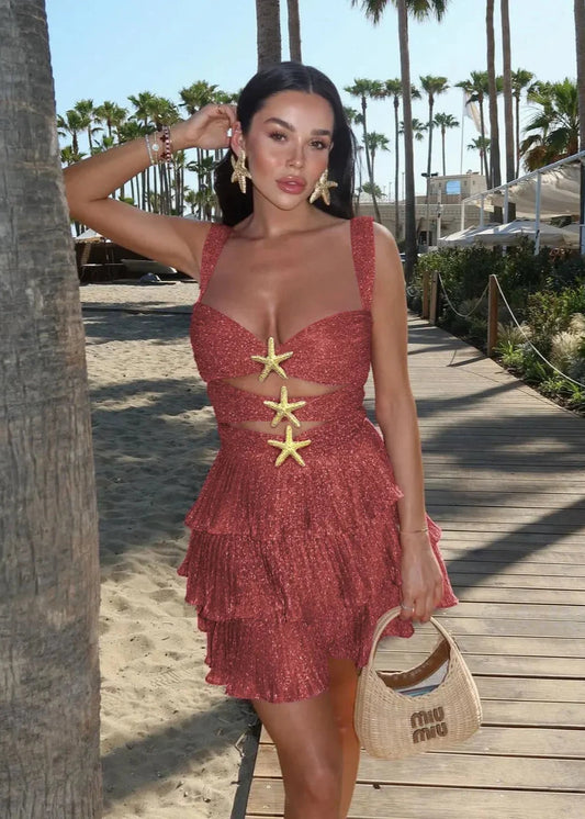 Rose Starry Mini Dress