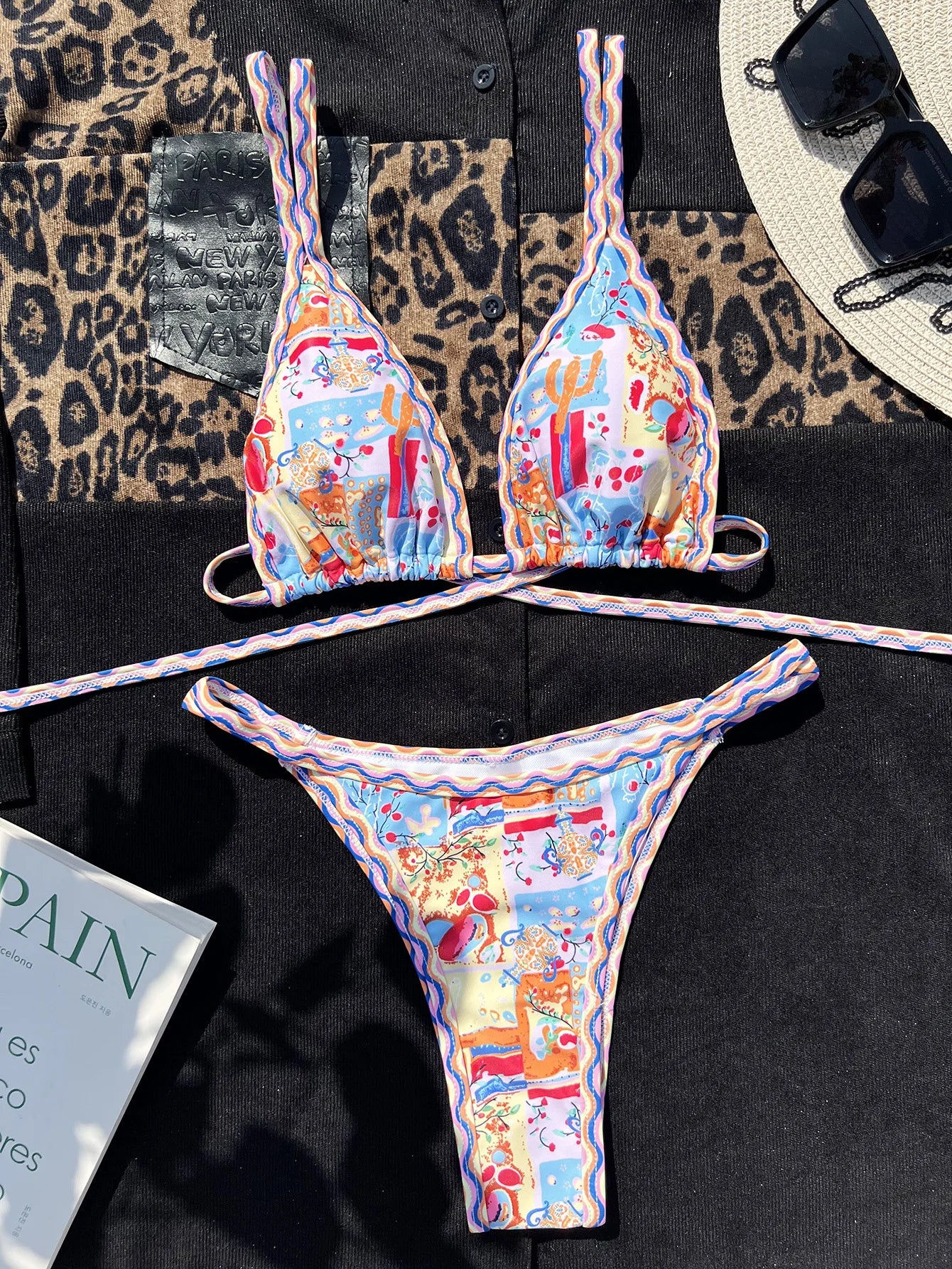 Colorful Desert Triangle Bikini Set