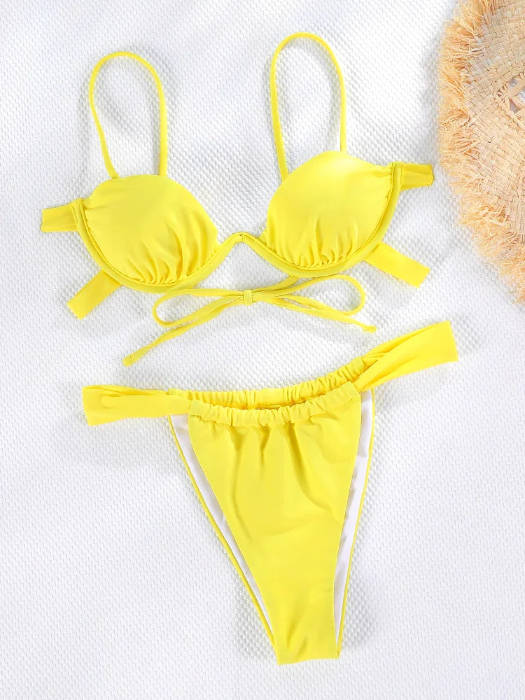 Yellow Underwire Bikini Set