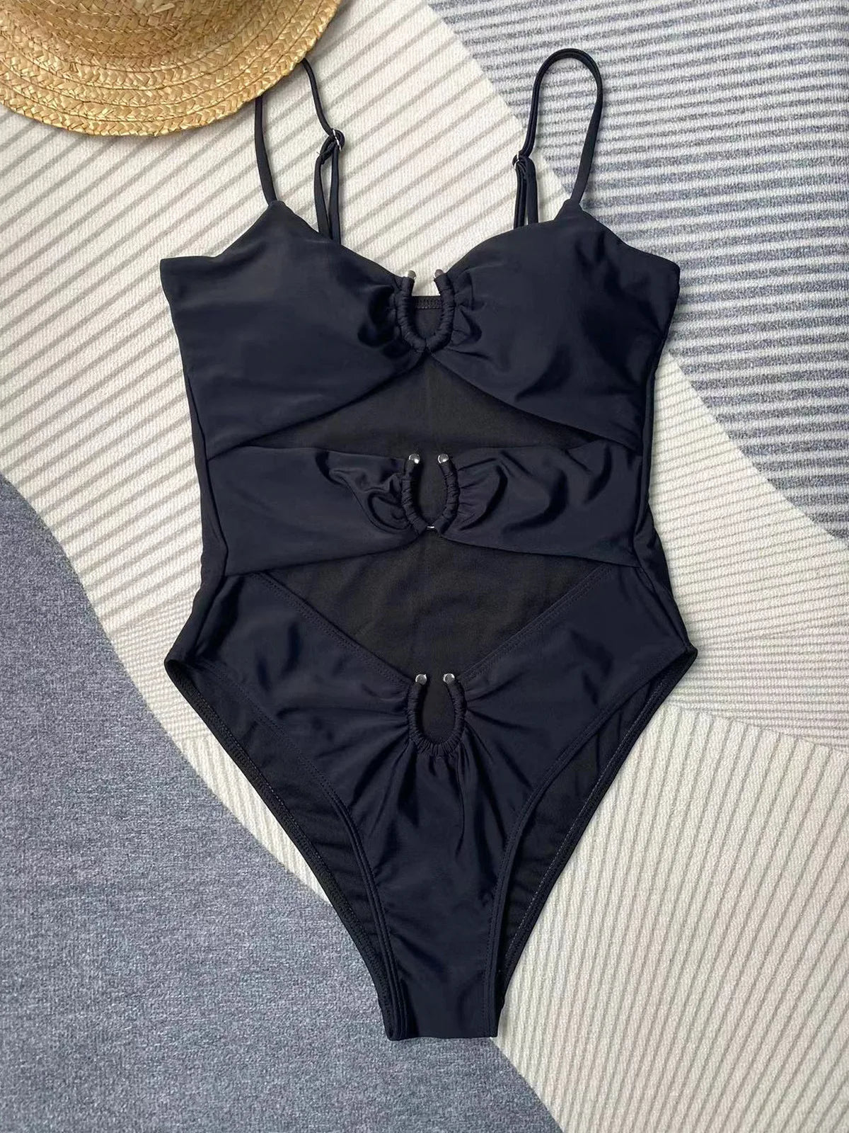 Black Cut Out One Piece Swimsuit