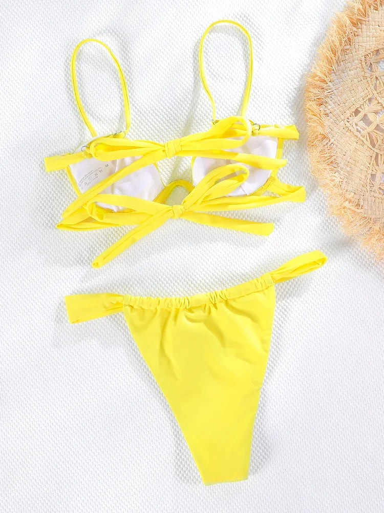 Yellow Underwire Bikini Set