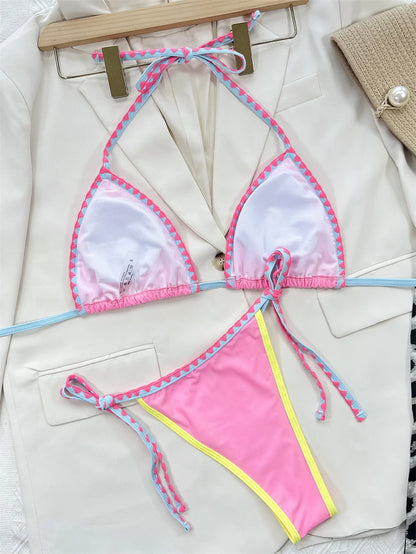 Pink Triangle Bikini Set