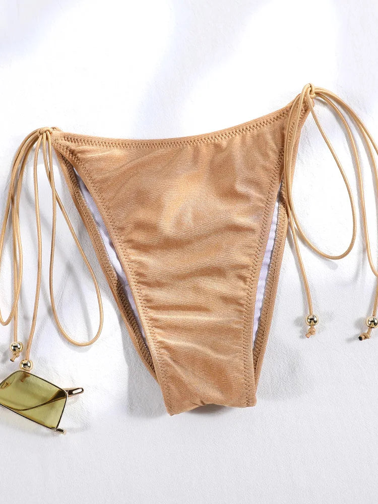 Solid Triangle Halter Bikini Set