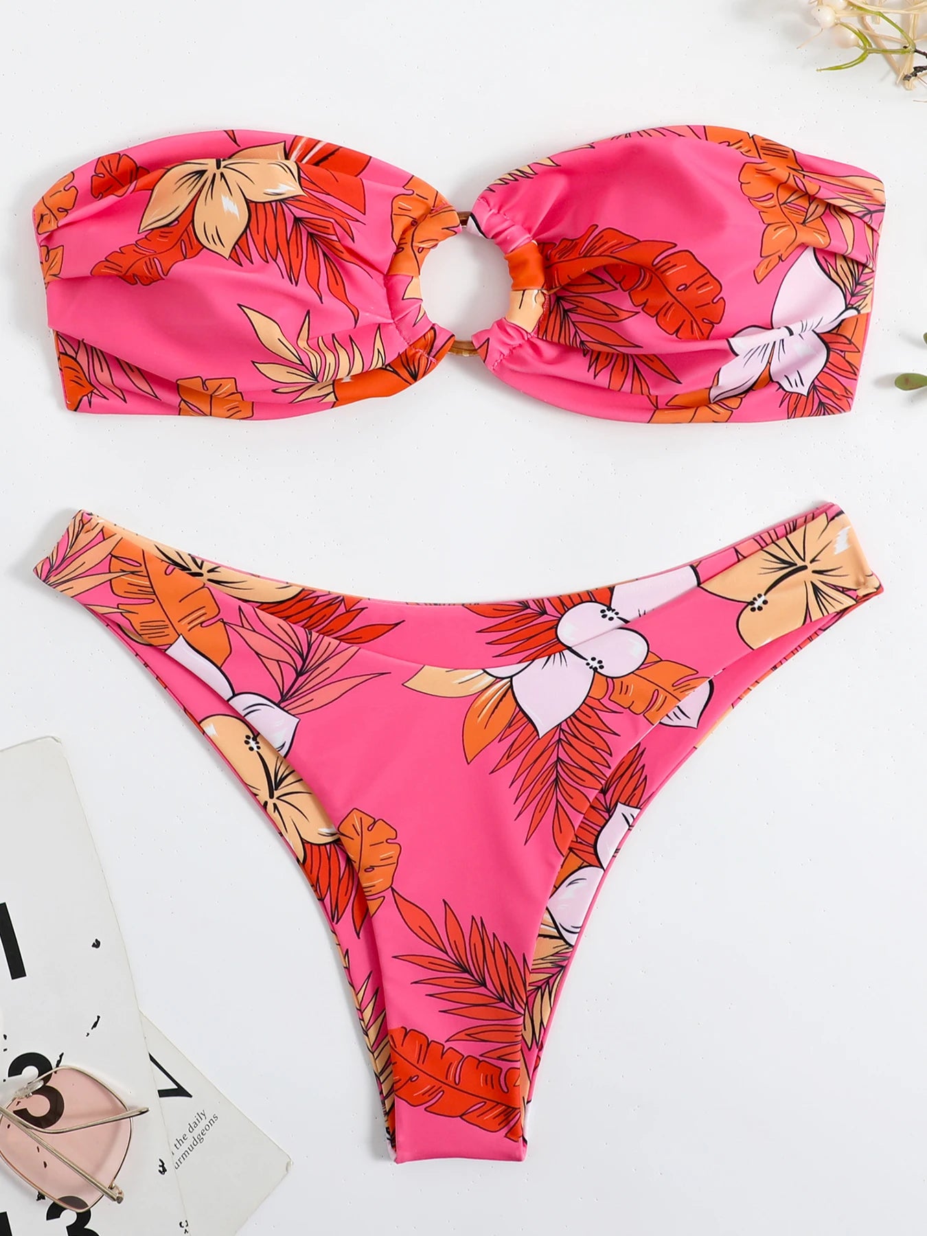 Print Tropic Bandeau Bikini Set