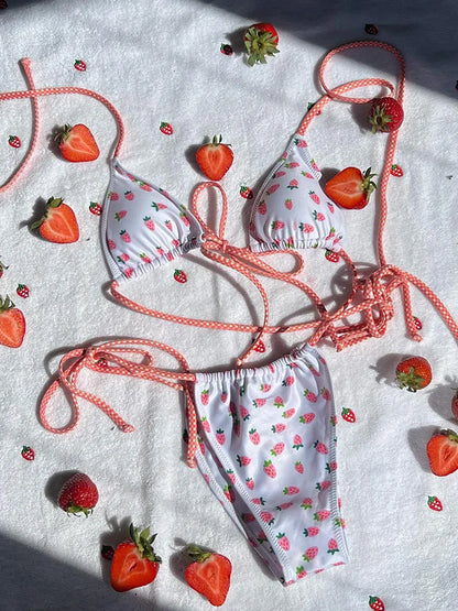 Strawberry Triangle Bikini Set