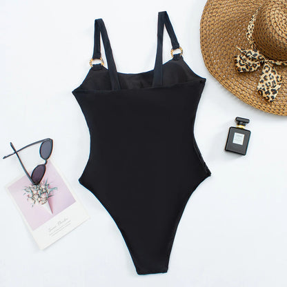 Solid O-Ring One Piece Swimsuit