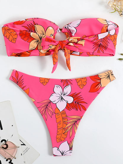 Print Tropic Bandeau Bikini Set