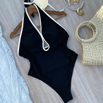 Floral Halter One Piece Swimsuit